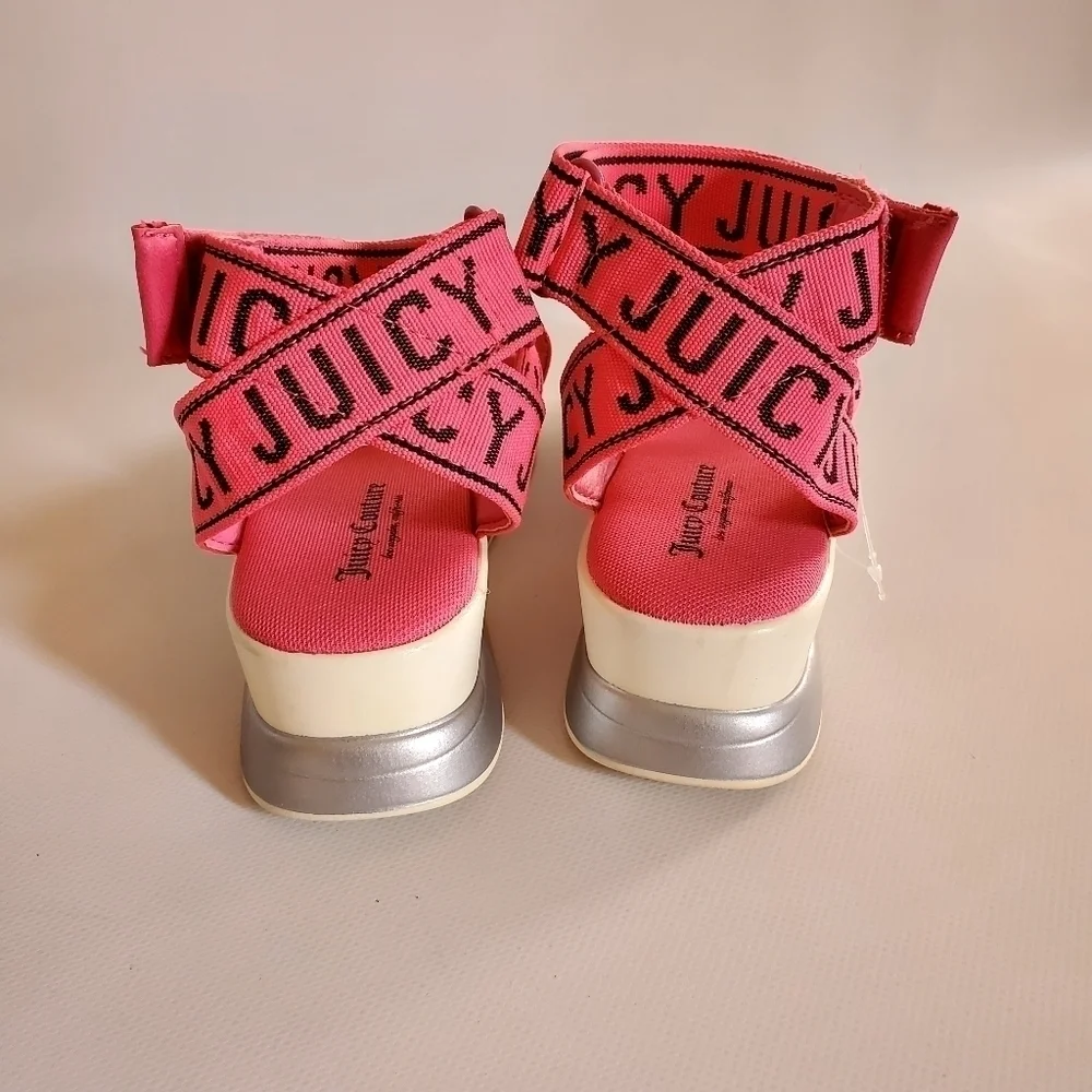 Juicy Coture Impulse Wedge Adjustable Sandals Pink Size 7.5